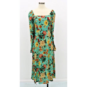 $380 JOHNNY WAS Jade Size S Bonita Floral Smocked Back Boho Midi Dress